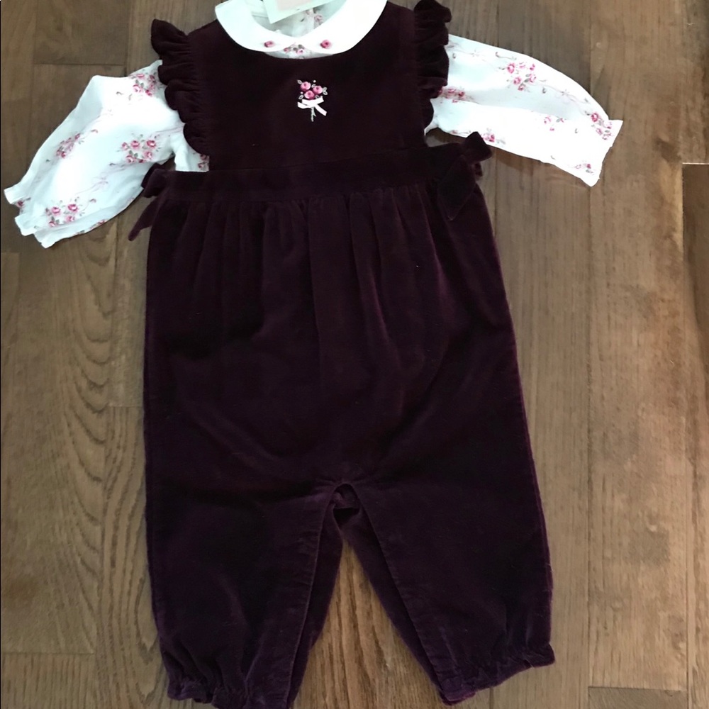 Janie and Jack Velvet Romper 6-12 months